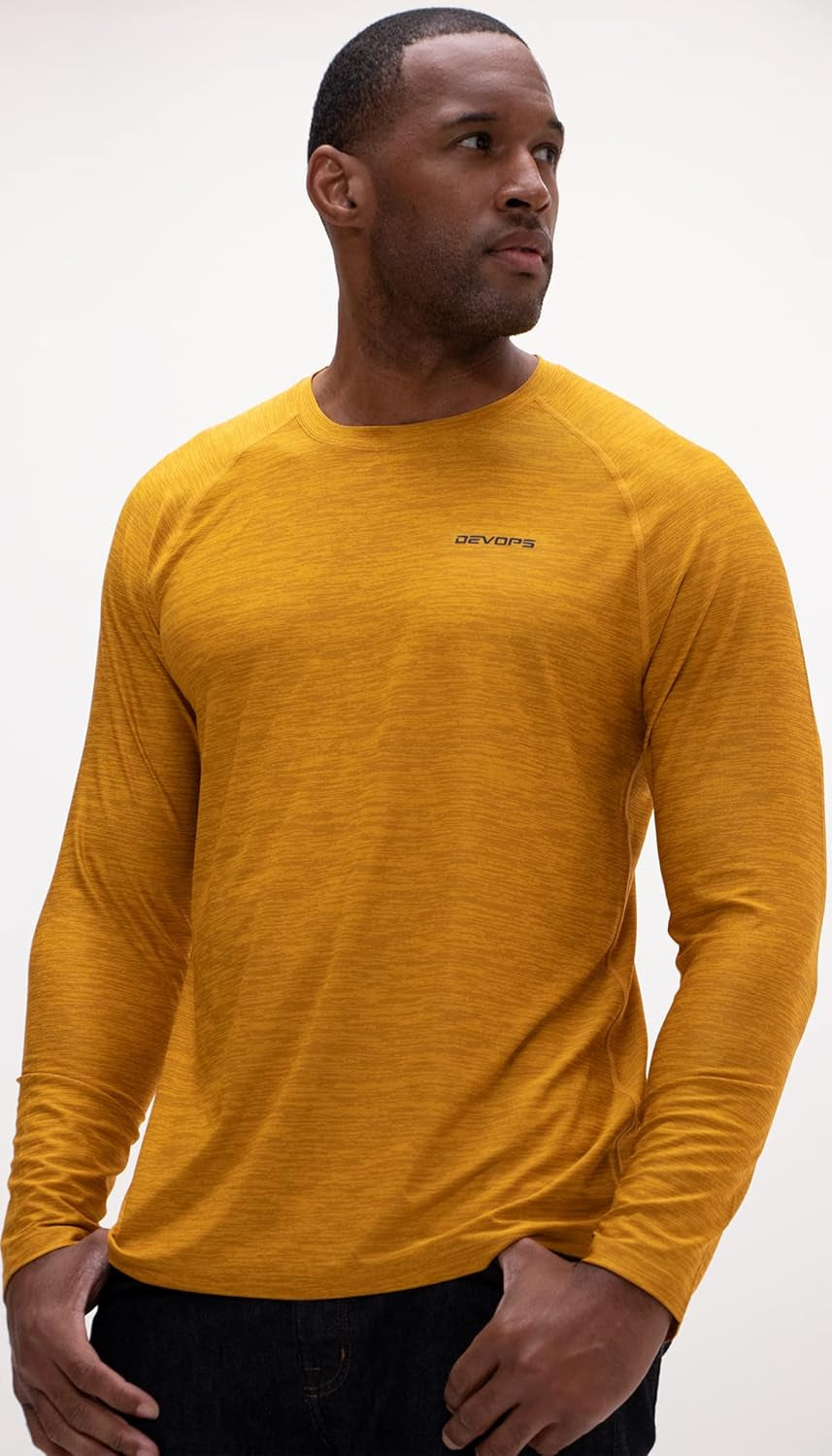 3 Pack Mens UPF 50+ Fishing Shirts, Long Sleeve UV Sun Hoodie, Hiking Running Swim Athletic Workout Shirt