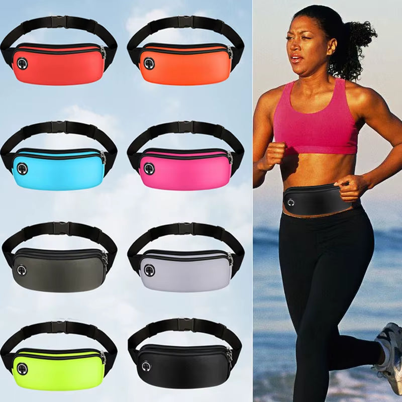 Professional Sports Waist Bag for Men and Women - Black Running Belt Bag for Phones and Gym Accessories