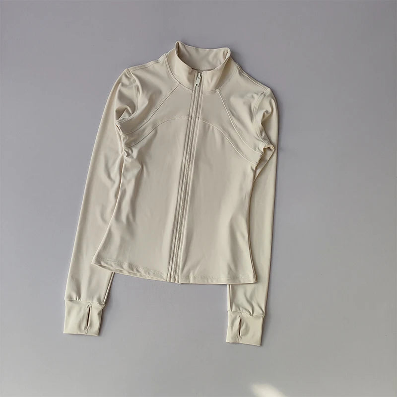High-End Women's Yoga Jacket with Standing Collar and Long Sleeves for Running and Fitness Training