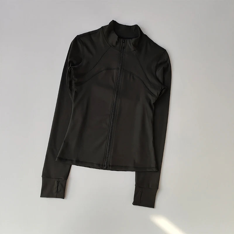 High-End Women's Yoga Jacket with Standing Collar and Long Sleeves for Running and Fitness Training