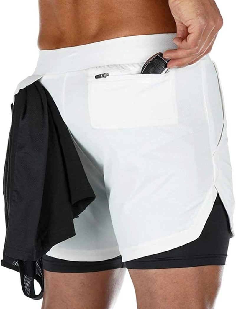 Men's 2-in-1 Athletic Running Shorts with Towel Loop for Gym Training