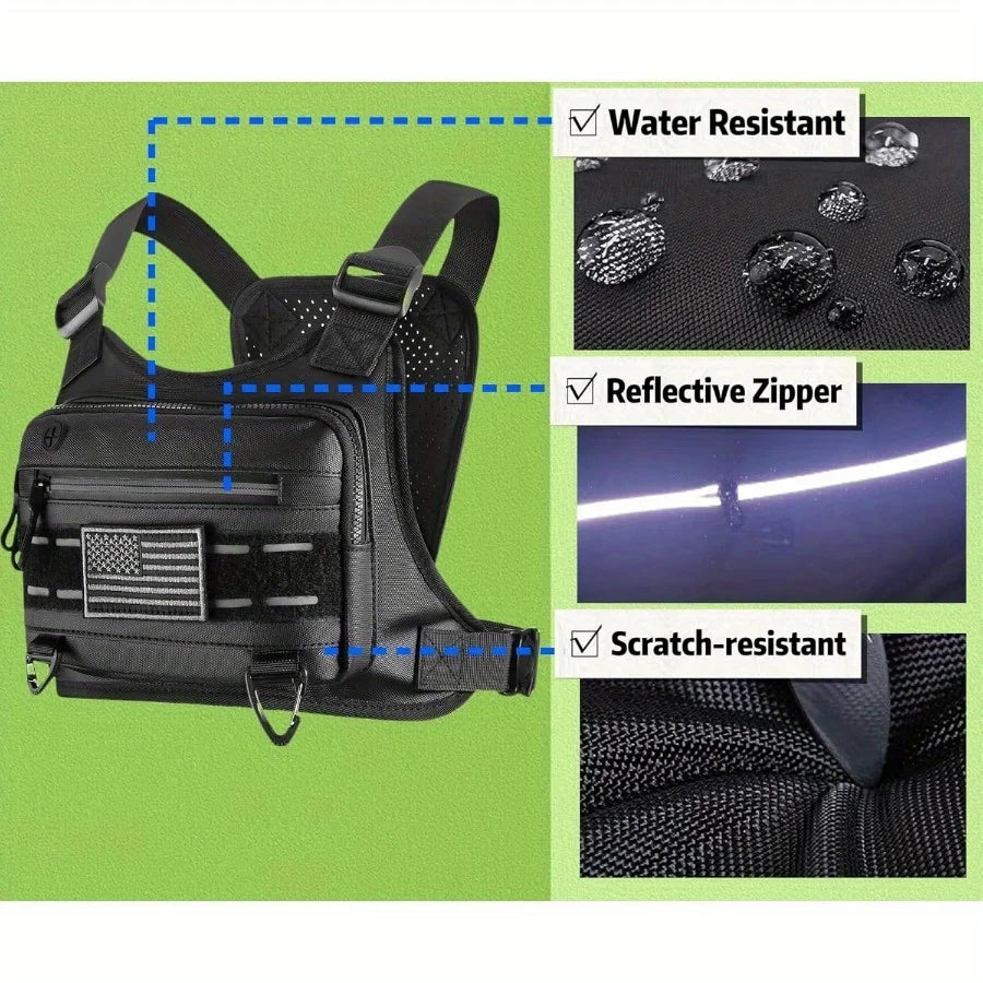 Tactical Running Vest - Waterproof Anti-Theft Chest Bag with Adjustable Shoulder Straps (1 or 2 Pieces)