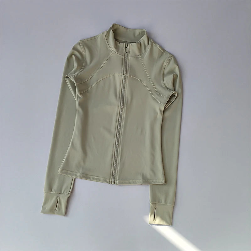 High-End Women's Yoga Jacket with Standing Collar and Long Sleeves for Running and Fitness Training