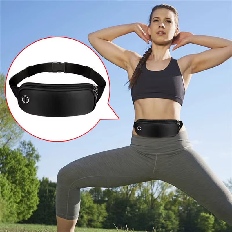 Professional Sports Waist Bag for Men and Women - Black Running Belt Bag for Phones and Gym Accessories