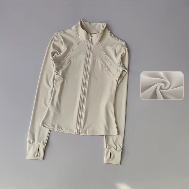 High-End Women's Yoga Jacket with Standing Collar and Long Sleeves for Running and Fitness Training