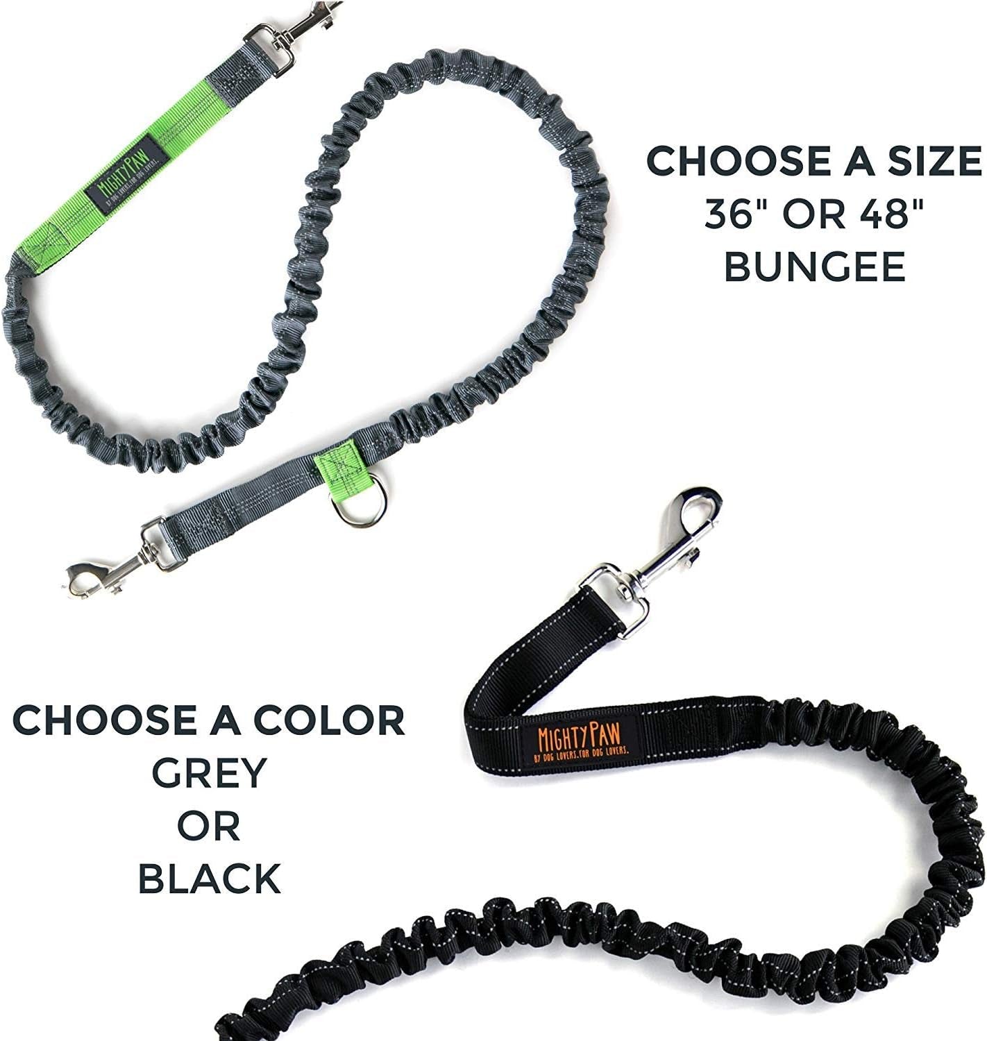 Hands-Free Dog Leash | Adjustable Bungee Waist Leash for Walking and Running with Large, Medium, and Small Breeds | Pet Waist Belt (36" - 48") Supports Up to 150 lbs - Black
