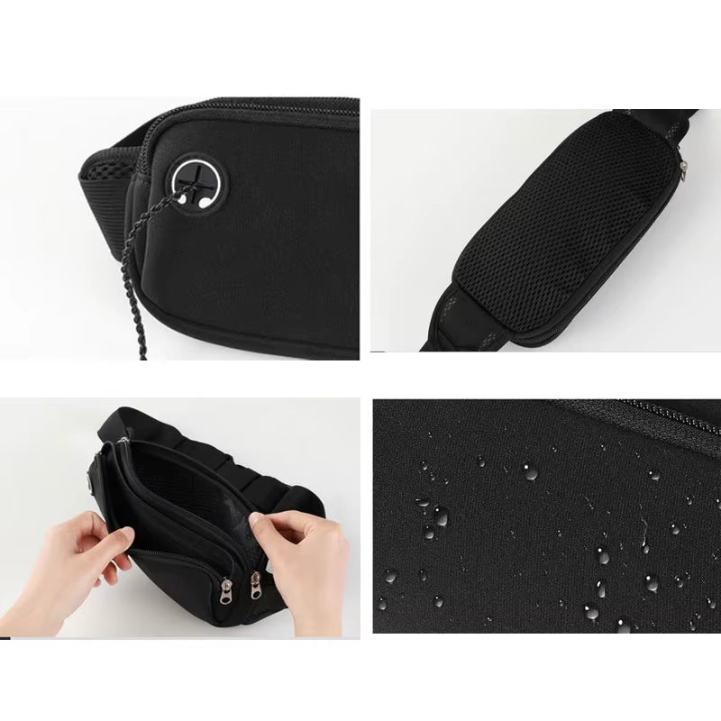 Professional Sports Waist Bag for Men and Women - Black Running Belt Bag for Phones and Gym Accessories