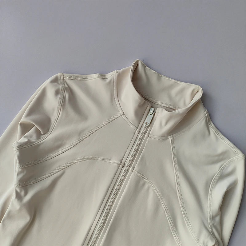High-End Women's Yoga Jacket with Standing Collar and Long Sleeves for Running and Fitness Training