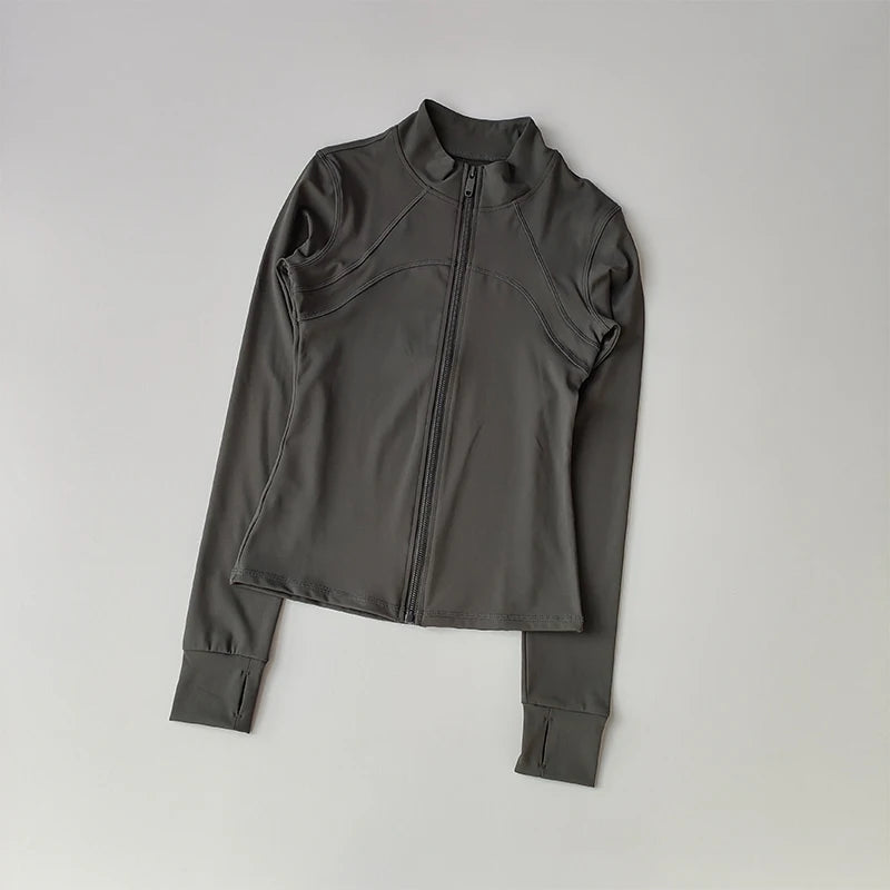 High-End Women's Yoga Jacket with Standing Collar and Long Sleeves for Running and Fitness Training