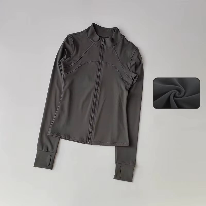 High-End Women's Yoga Jacket with Standing Collar and Long Sleeves for Running and Fitness Training