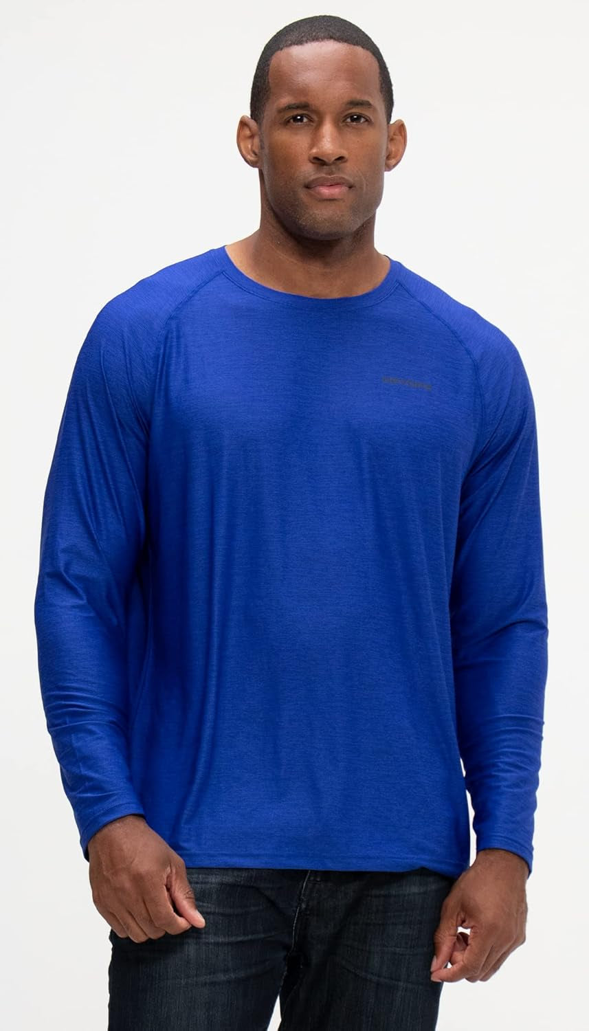 3 Pack Mens UPF 50+ Fishing Shirts, Long Sleeve UV Sun Hoodie, Hiking Running Swim Athletic Workout Shirt
