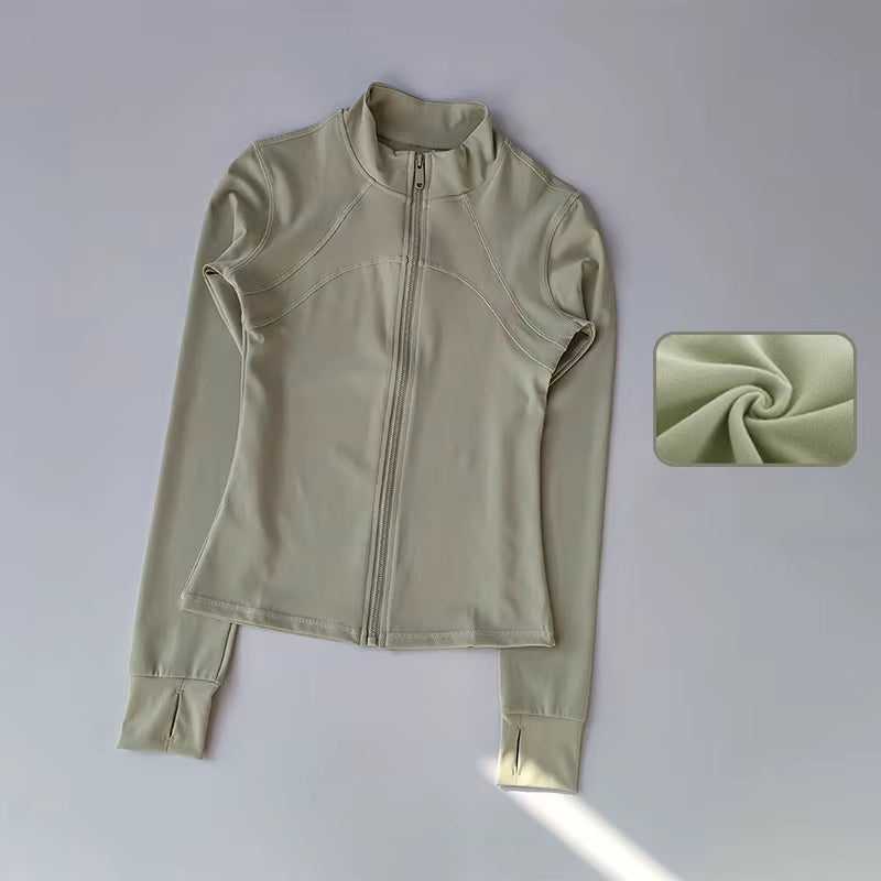 High-End Women's Yoga Jacket with Standing Collar and Long Sleeves for Running and Fitness Training