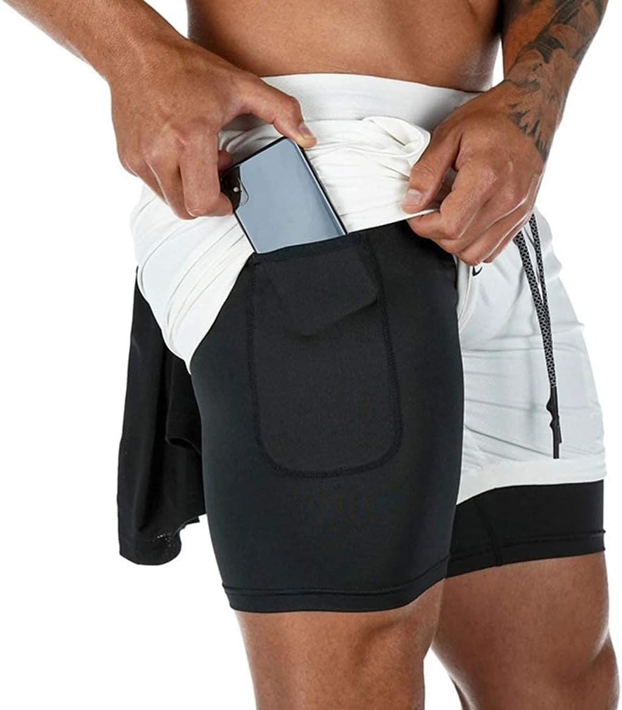 Men's 2-in-1 Athletic Running Shorts with Towel Loop for Gym Training