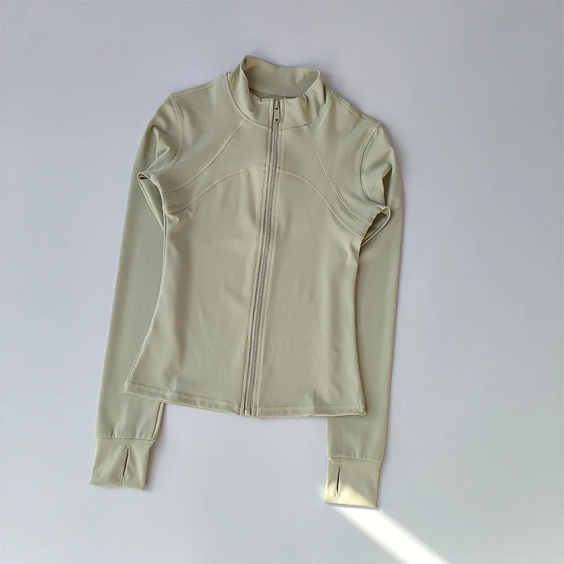 High-End Women's Yoga Jacket with Standing Collar and Long Sleeves for Running and Fitness Training