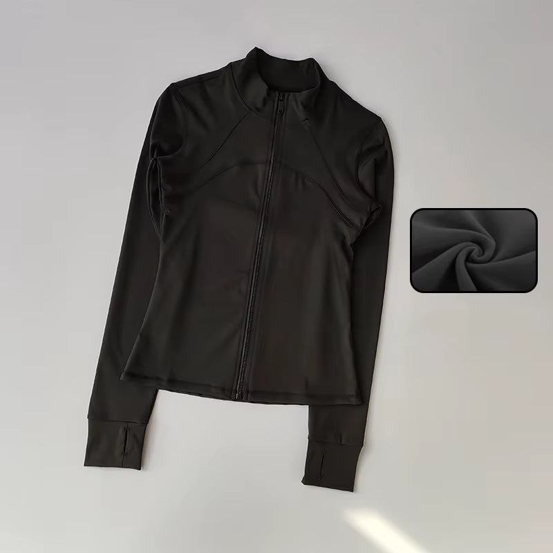 High-End Women's Yoga Jacket with Standing Collar and Long Sleeves for Running and Fitness Training