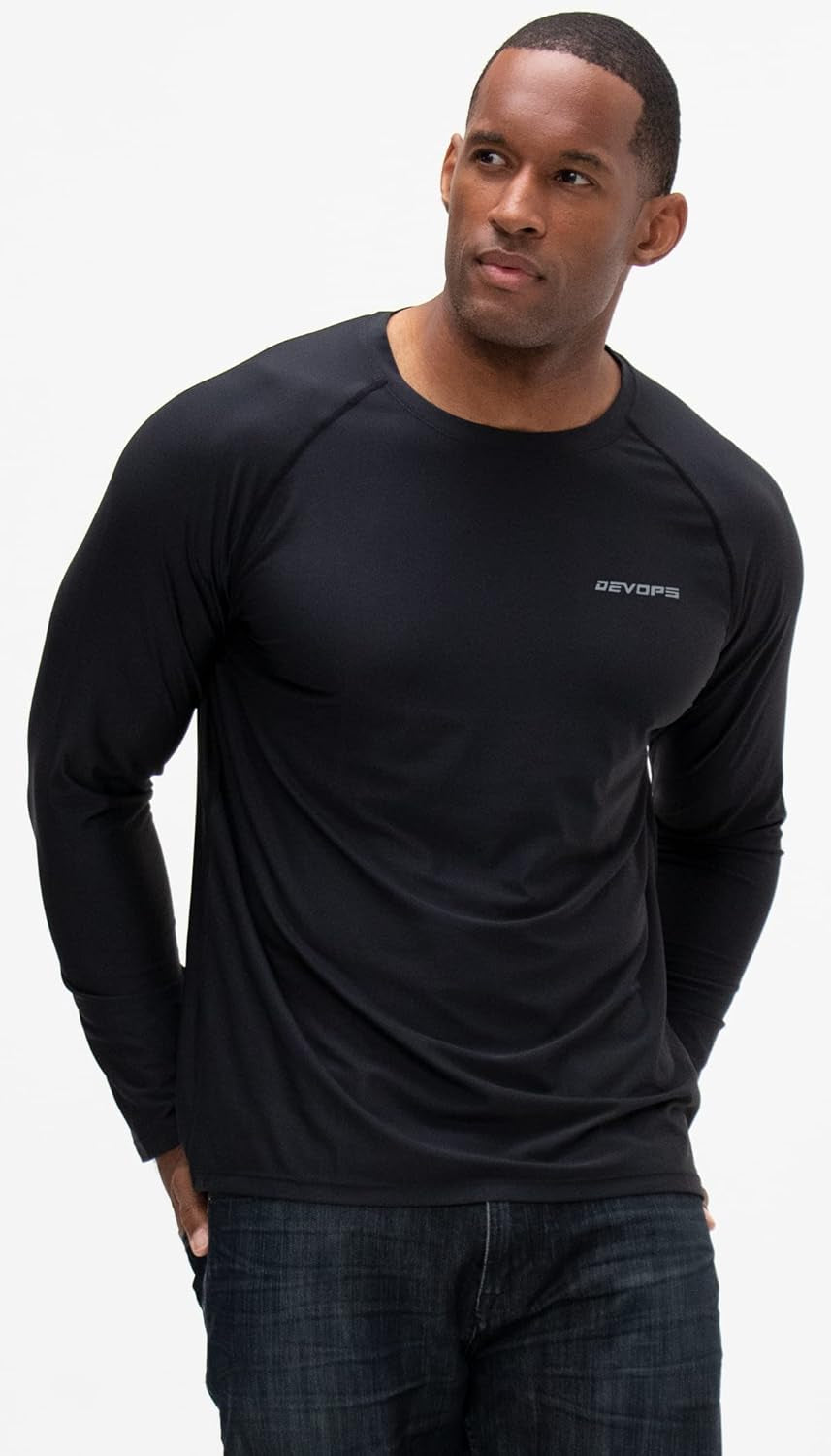 3 Pack Mens UPF 50+ Fishing Shirts, Long Sleeve UV Sun Hoodie, Hiking Running Swim Athletic Workout Shirt