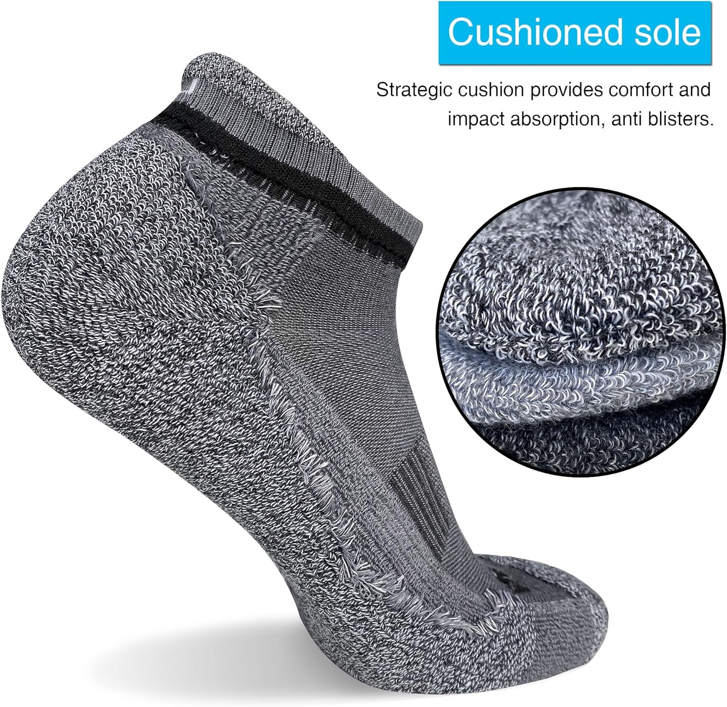 Men'S Cushioned Athletic Running Ankle Socks (6 Pairs)