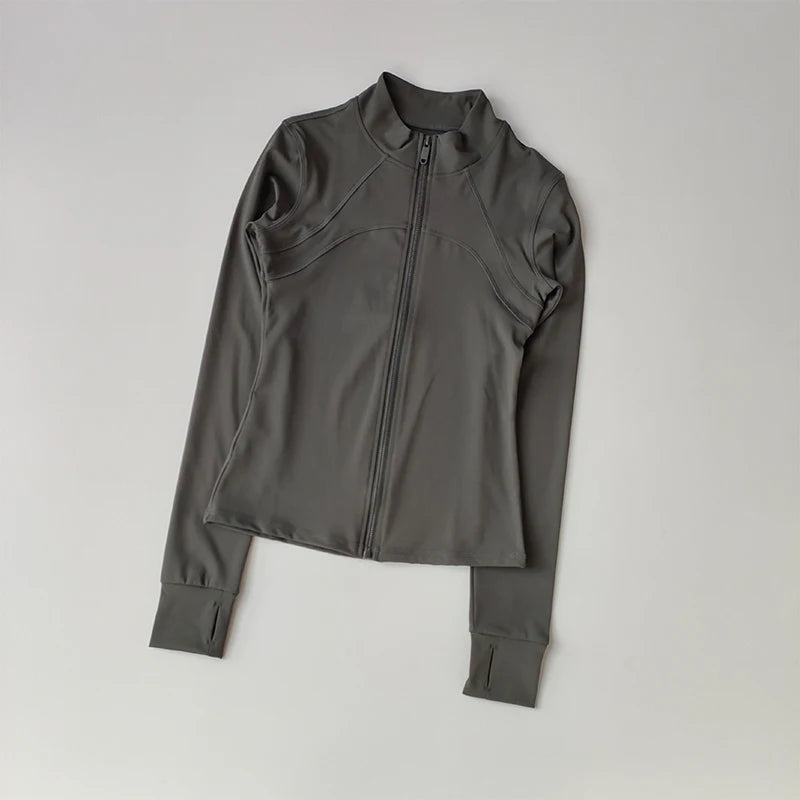 High-End Women's Yoga Jacket with Standing Collar and Long Sleeves for Running and Fitness Training