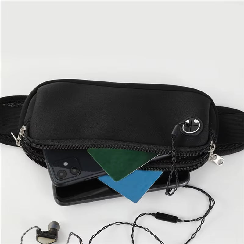 Professional Sports Waist Bag for Men and Women - Black Running Belt Bag for Phones and Gym Accessories