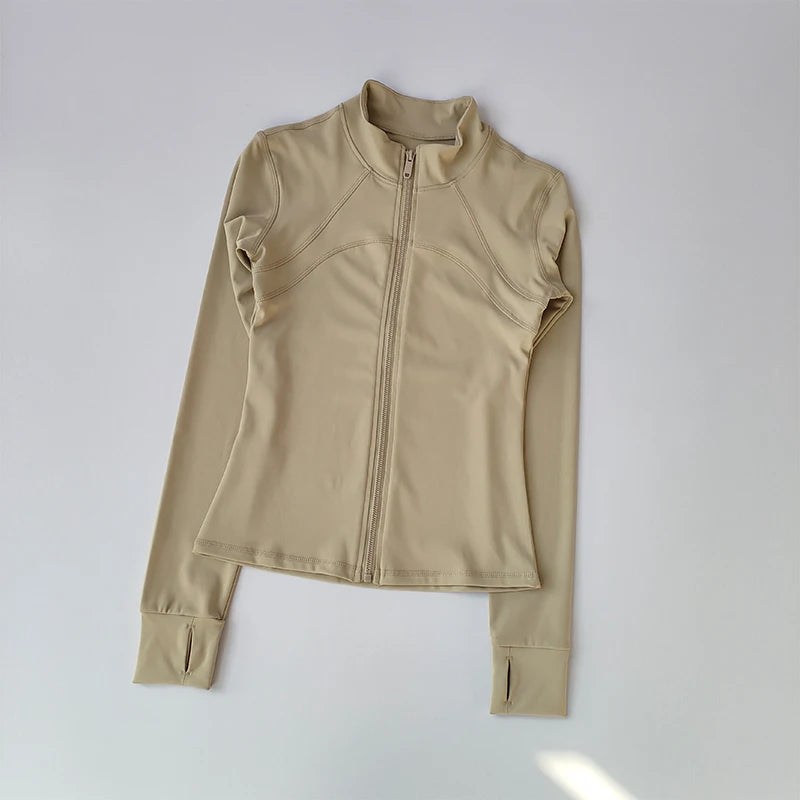 High-End Women's Yoga Jacket with Standing Collar and Long Sleeves for Running and Fitness Training